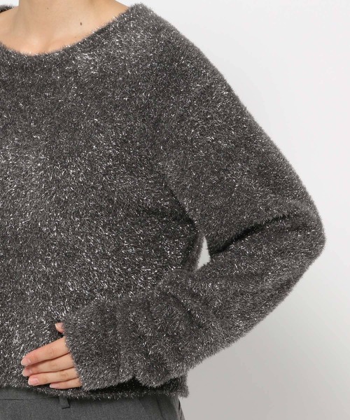 LEPSIM（レプシィム）の「【FOR I SERIES】7ゲージラメバックスリットプルオーバー　149836（ニット/セーター・レディース・チャコールグレー/ブルー/シルバー・FREE）」の8枚目の写真