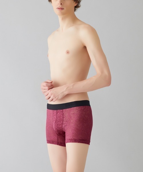 BODY WILD(ボディーワイルド)の「BODY WILD/ボディワイルド ボクサーパンツ ラッセルレース アラベスク柄(ボクサーパンツ・メンズ・チャコールグレー/ダークブルー/レッド系その他・MEDIUM/LARGE)」の11枚目の写真