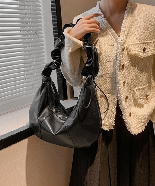 Miniministore(ミニミニストア)の「ギャザーナイロンバッグ PUレザートート(トートバッグ・レディース・ブラック系1/ブラック系2・FREE)」の11枚目の写真