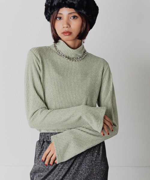 PAGEBOY(ページボーイ)の「フラッフィーテレコハイネック(Tシャツ/カットソー・レディース・ライトグリーン/ブラック/グレー/グリーン系その他・FREE)」の1枚目の写真