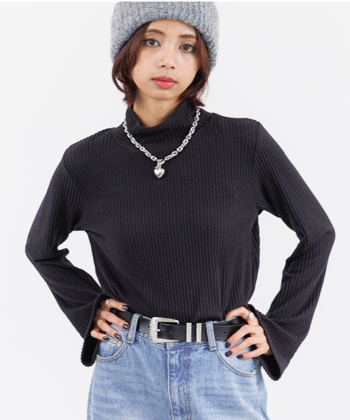 PAGEBOY(ページボーイ)の「フラッフィーテレコハイネック(Tシャツ/カットソー・レディース・ライトグリーン/ブラック/グレー/グリーン系その他・FREE)」の2枚目の写真