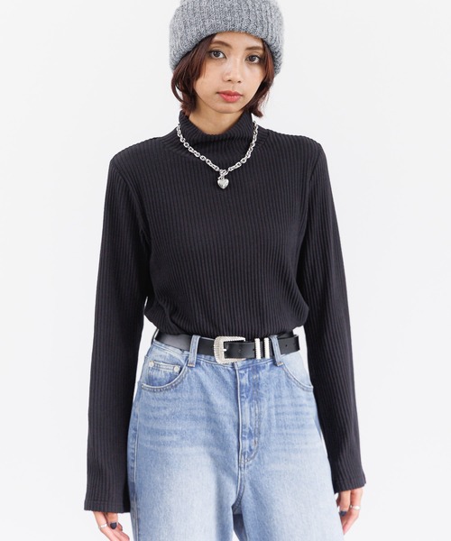 PAGEBOY(ページボーイ)の「フラッフィーテレコハイネック(Tシャツ/カットソー・レディース・ライトグリーン/ブラック/グレー/グリーン系その他・FREE)」の5枚目の写真