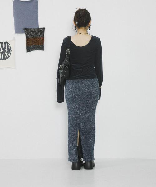SENSE OF PLACE by URBAN RESEARCH（センスオブプレイスバイアーバンリサーチ）の「『別注』さらさ×SENSE OF PLACE　ラメシャギーニットスカート（スカート・レディース・ブラック/グレー/ブルー・SMALL/MEDIUM）」の5枚目の写真