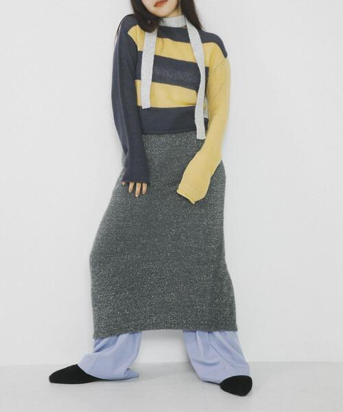 SENSE OF PLACE by URBAN RESEARCH（センスオブプレイスバイアーバンリサーチ）の「『別注』さらさ×SENSE OF PLACE　ラメシャギーニットスカート（スカート・レディース・ブラック/グレー/ブルー・SMALL/MEDIUM）」の19枚目の写真