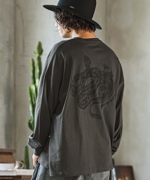 CAMBIO(カンビオ)の「mlt4923- SnakeタトゥープリントロンT(Tシャツ/カットソー・メンズ・ホワイト/霜降りグレー/スミクロ・S/M/L/XL)」の18枚目の写真