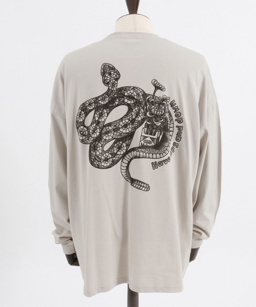 mlt4923- SnakeタトゥープリントロンT（Tシャツ/カットソー）｜CAMBIO