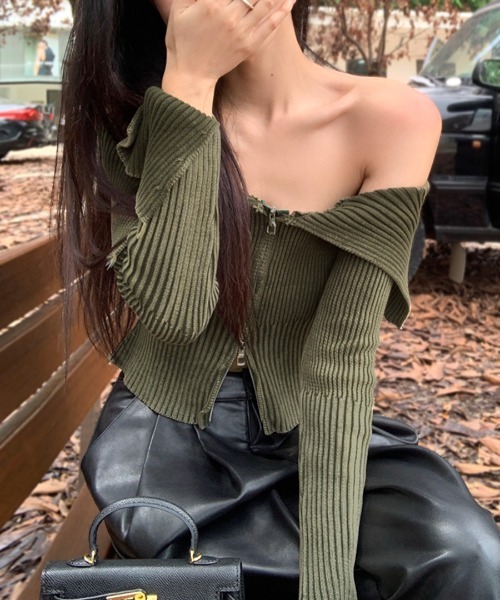 aermaboutique オフショルダートップス サイドギャザーオフショルダーレーストップス トップス