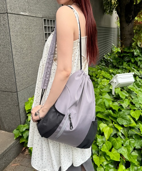 kutir（クティール）の「kutirlune／メッシュポケットナップサック　バックパック（バックパック/リュック・レディース・ライトグレー/ブラック・FREE）」の9枚目の写真