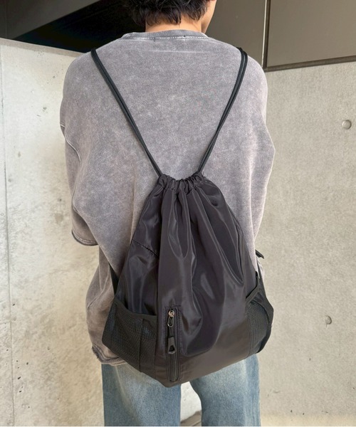 kutir（クティール）の「kutirlune／メッシュポケットナップサック　バックパック（バックパック/リュック・レディース・ライトグレー/ブラック・FREE）」の10枚目の写真