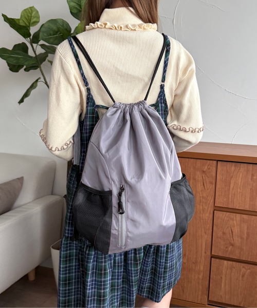 kutirlune／メッシュポケットナップサック バックパック（バックパック