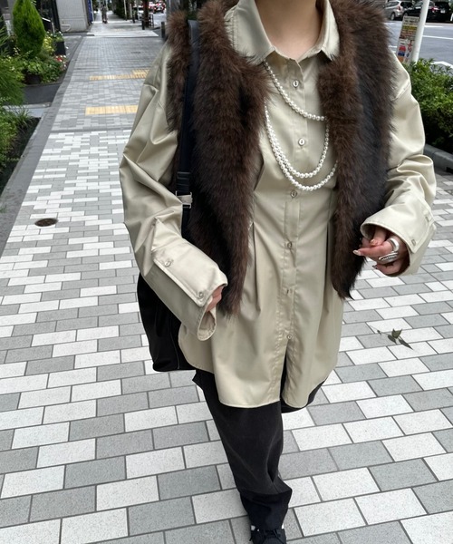 andpal &pal アウター　ファーベスト　crimp Fur vest FUR VEST / ファーベスト（ベスト）｜CALMER（カルメール）の
