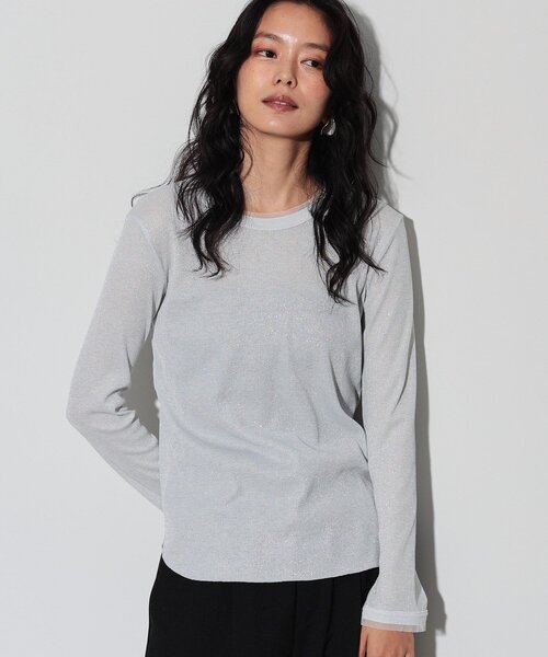 GALLEST(ギャレスト)の「◆ラメリブカットソートップス(Tシャツ/カットソー・レディース・ブラック/グレー/オフホワイト・38)」の2枚目の写真