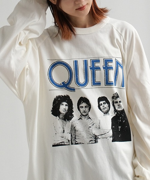 CORPUS　SELECT（コーパストーキョー）の「【QUEEN/クイーン】フォトツアー カスレプリント ラグラン ロングスリーブTシャツ（Tシャツ/カットソー・メンズ・チャコール/オフホワイト/ホワイト系その他・LL/M/L）」の2枚目の写真