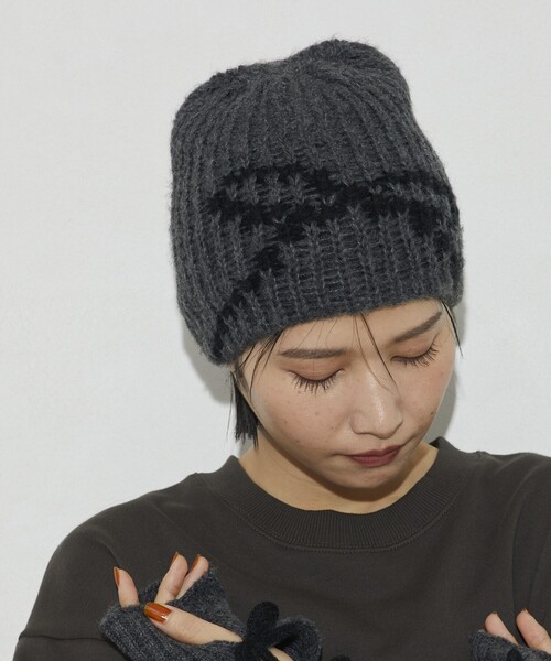 Firsthand(ファーストハンド)の「Firsthand/ファーストハンド リボンニットキャップ(ニットキャップ/ビーニー・レディース・チャコールグレー/オフホワイト/ピンク・ONE SIZE)」の14枚目の写真