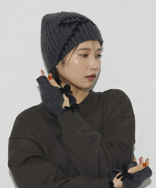 Firsthand(ファーストハンド)の「Firsthand/ファーストハンド リボンニットキャップ(ニットキャップ/ビーニー・レディース・チャコールグレー/オフホワイト/ピンク・ONE SIZE)」の16枚目の写真