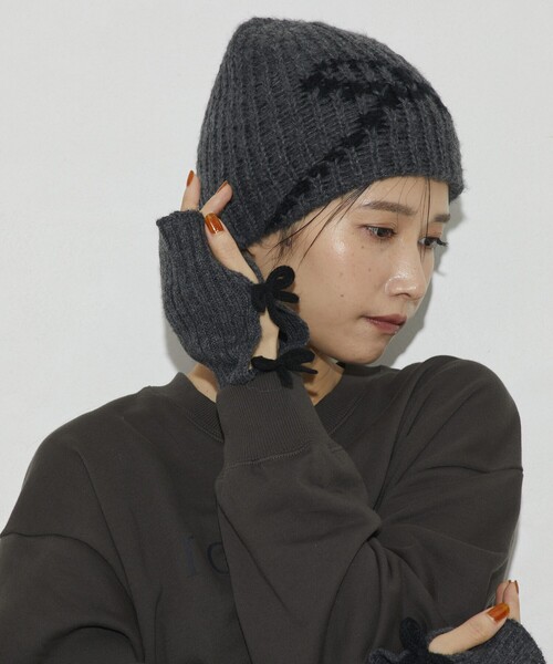 Firsthand(ファーストハンド)の「Firsthand/ファーストハンド リボンニットキャップ(ニットキャップ/ビーニー・レディース・チャコールグレー/オフホワイト/ピンク・ONE SIZE)」の17枚目の写真