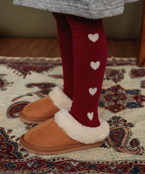 BREEZE（ブリーズ）の「サイドラインハートタイツ（タイツ/ストッキング・キッズ・レッド/グレー/アイボリー・80/100/120/140）」の3枚目の写真