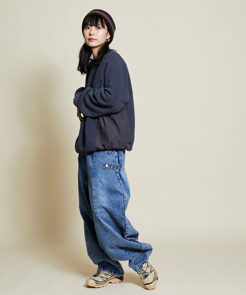 セール】限定展開 リラックスフィット 異素材切り替え ドッキング