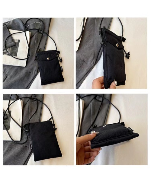 CORNERS（コーナーズ）の「ナイロンミニポーチバッグ（ショルダーバッグ・レディース・ブラック/ベージュ・FREE）」の4枚目の写真