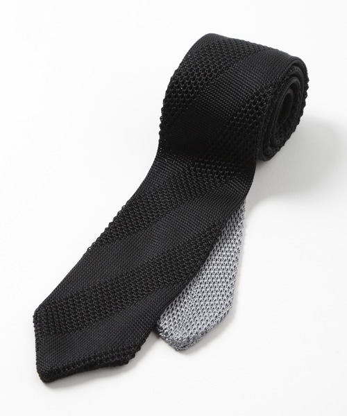 CROWDED CLOSET（クラウデッドクローゼット）の「ポインテッドシャドーストライプニットタイ（ネクタイ・メンズ・ネイビー/ブラック/ブラウン・FREE）」の2枚目の写真