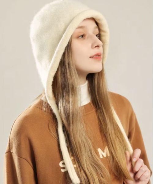 VIBGYOR Women（ヴィブジョー　ウィメン）の「【urge select】シャギー フライト ニットキャップ【10色展開】（ニットキャップ/ビーニー・レディース・ベビーピンク/ライトブルー/ブラック/アイボリー/レッド/グリーン/ホワイト/チャコール/ブルー/ブラウン・FREE）」の3枚目の写真