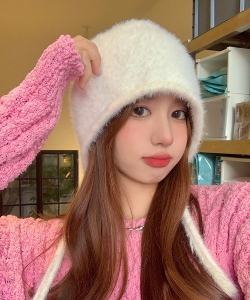 VIBGYOR Women（ヴィブジョー　ウィメン）の「【urge select】シャギー フライト ニットキャップ【10色展開】（ニットキャップ/ビーニー・レディース・ベビーピンク/ライトブルー/ブラック/アイボリー/レッド/グリーン/ホワイト/チャコール/ブルー/ブラウン・FREE）」の14枚目の写真