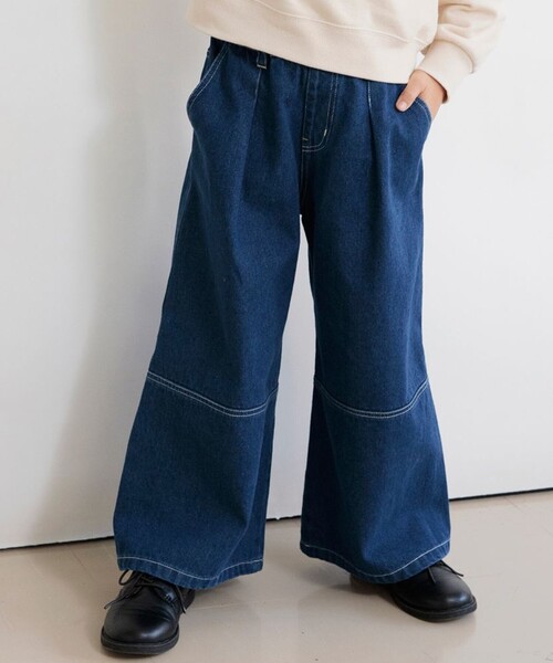 Ou? by EDWIN】タック入りデニムワイドパンツ（デニムパンツ）｜EDWIN