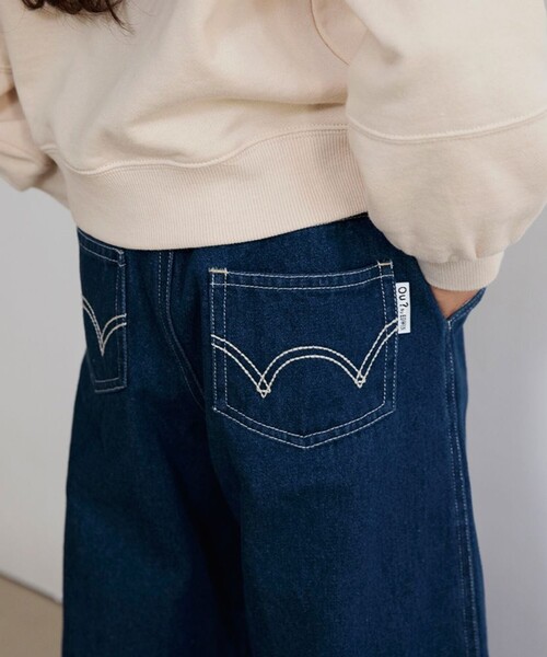 Ou? by EDWIN】タック入りデニムワイドパンツ（デニムパンツ）｜EDWIN
