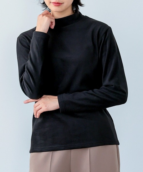 itto...(イット)の「ふわっと柔らかストレッチフリースハイネックカットソー(Tシャツ/カットソー・レディース・チャコール/ベージュ/オフホワイト/ブラック/ピンク/ブルー・M/XL/L)」の1枚目の写真