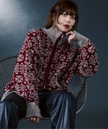 ダマスクモールJQZIPニット/フィンガーホール付き