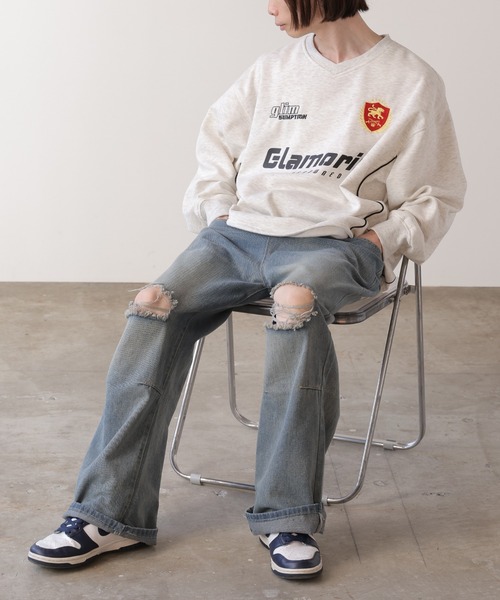 SUGGESTION（サジェッション）の「SUGGESTION/サジェッション サッカーデザイン トレーナー（スウェット・メンズ・グレー/ブラック/バーガンディー・L/M）」の8枚目の写真