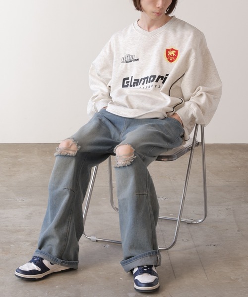 SUGGESTION（サジェッション）の「SUGGESTION/サジェッション サッカーデザイン トレーナー（スウェット・メンズ・グレー/ブラック/バーガンディー・L/M）」の9枚目の写真