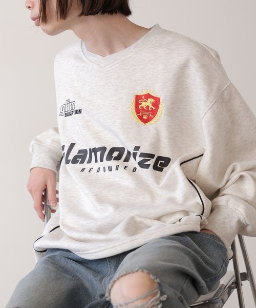 SUGGESTION（サジェッション）の「SUGGESTION/サジェッション サッカーデザイン トレーナー（スウェット・メンズ・グレー/ブラック/バーガンディー・L/M）」の7枚目の写真