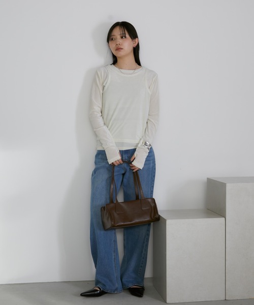 Aunt Marie's(アントマリーズ)の「シアーフロッキータンクレイヤードトップス(Tシャツ/カットソー・レディース・ブラック/アイボリー・FREE)」の3枚目の写真