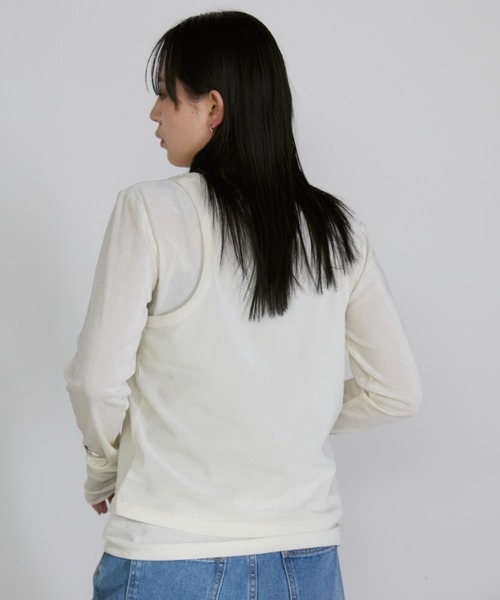 Aunt Marie's(アントマリーズ)の「シアーフロッキータンクレイヤードトップス(Tシャツ/カットソー・レディース・ブラック/アイボリー・FREE)」の9枚目の写真