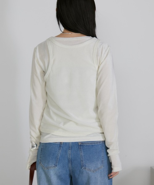 Aunt Marie's(アントマリーズ)の「シアーフロッキータンクレイヤードトップス(Tシャツ/カットソー・レディース・ブラック/アイボリー・FREE)」の10枚目の写真