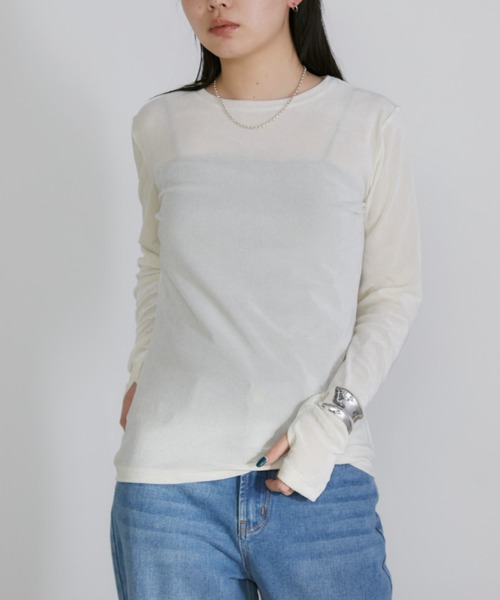 Aunt Marie's(アントマリーズ)の「シアーフロッキータンクレイヤードトップス(Tシャツ/カットソー・レディース・ブラック/アイボリー・FREE)」の14枚目の写真