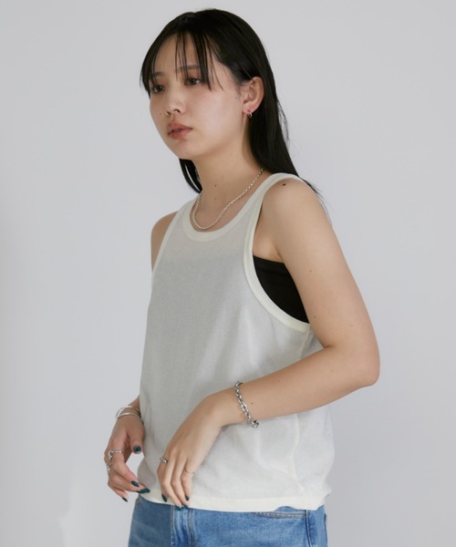 Aunt Marie's(アントマリーズ)の「シアーフロッキータンクレイヤードトップス(Tシャツ/カットソー・レディース・ブラック/アイボリー・FREE)」の15枚目の写真