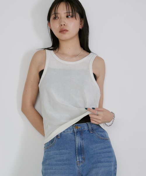 Aunt Marie's(アントマリーズ)の「シアーフロッキータンクレイヤードトップス(Tシャツ/カットソー・レディース・ブラック/アイボリー・FREE)」の18枚目の写真