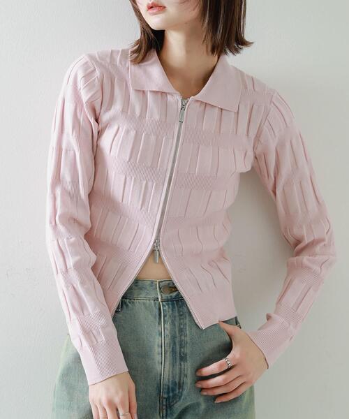 SENSE OF PLACE by URBAN RESEARCH（センスオブプレイスバイアーバンリサーチ）の「マジョリカプリーツコンパクトカーディガン（カーディガン/ボレロ・レディース・ピンク/チャコールグレー/ブラック/アイボリー・ONE）」の4枚目の写真