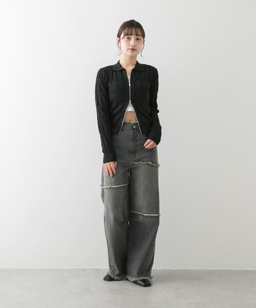 SENSE OF PLACE by URBAN RESEARCH（センスオブプレイスバイアーバンリサーチ）の「マジョリカプリーツコンパクトカーディガン（カーディガン/ボレロ・レディース・ピンク/チャコールグレー/ブラック/アイボリー・ONE）」の16枚目の写真