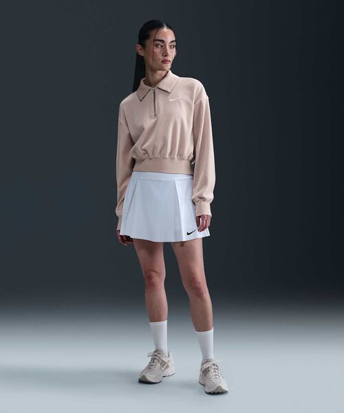 nike ベロアジップトップス 国内発送『NIKE』ベロアクロップド1/4ジップトップ (Nike