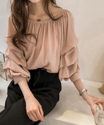 フリル袖シフォンシャツ