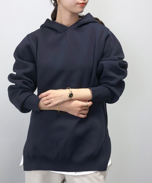 Aletta vita（アレッタビータ）の「ライトヤーンサイドスリットパーカー（ニット/セーター・レディース・ネイビー/ラベンダー/ベージュ・FREE）」の21枚目の写真