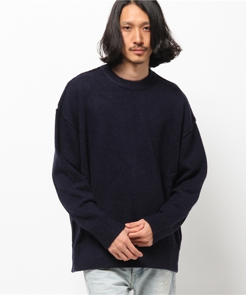 Lui's(ルイス)の「Lui's(ルイス) アウトシームBIGニット(ニット/セーター・メンズ・ネイビー/ブラック/ベージュ・SMALL/MEDIUM)」の4枚目の写真