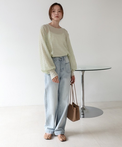 Bab(バブ)の「ドットボタン2WAYトップス(シャツ/ブラウス・レディース・オフホワイト/ホワイト系その他/グリーン・MEDIUM)」の22枚目の写真