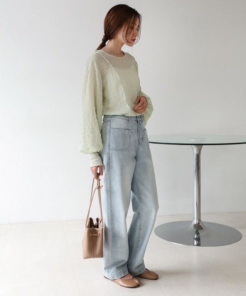Bab(バブ)の「ドットボタン2WAYトップス(シャツ/ブラウス・レディース・オフホワイト/ホワイト系その他/グリーン・MEDIUM)」の18枚目の写真