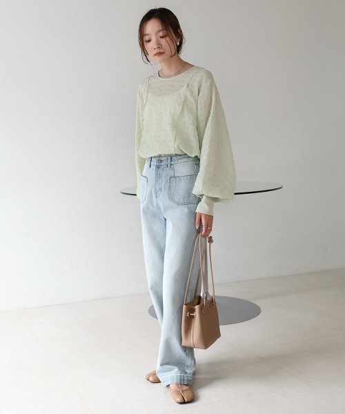 Bab(バブ)の「ドットボタン2WAYトップス(シャツ/ブラウス・レディース・オフホワイト/ホワイト系その他/グリーン・MEDIUM)」の19枚目の写真