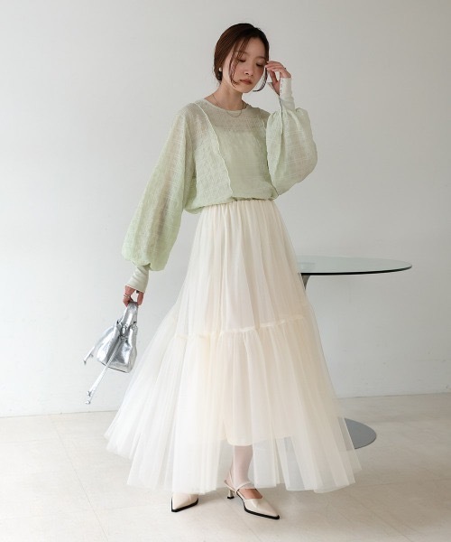 Bab(バブ)の「ドットボタン2WAYトップス(シャツ/ブラウス・レディース・オフホワイト/ホワイト系その他/グリーン・MEDIUM)」の14枚目の写真