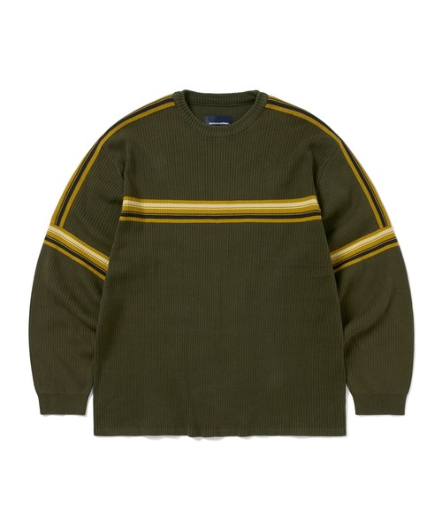 thisisneverthat ネバザ ニット セーター ネイビー M 紺 セール】Striped Knit L/S Top（ニット/セーター